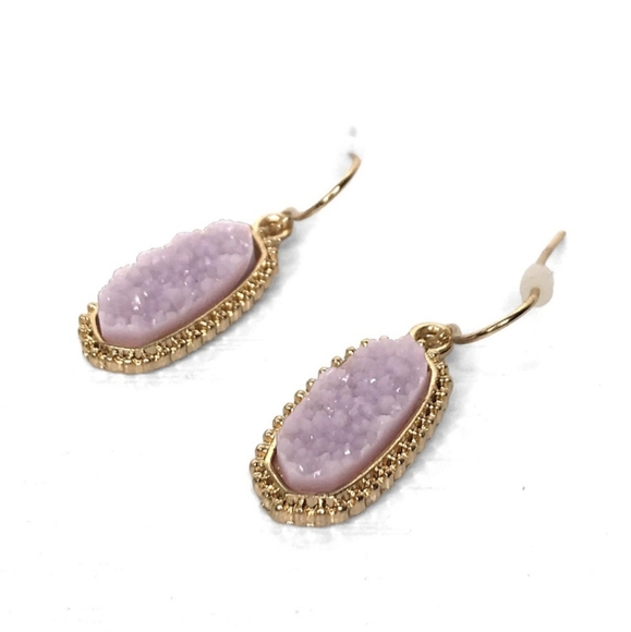 LAST PAIR of these Gorgeous Lavender and Gold Toned Dangle Fishhook Earrings - Picture 3 of 5